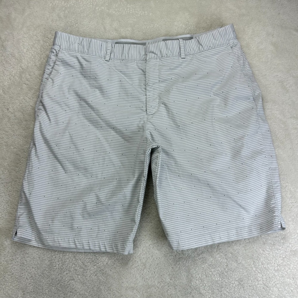 Nike Dri-Fit Chino Shorts Mens 38 Light Gray Striped Golf Performance Slim Fit